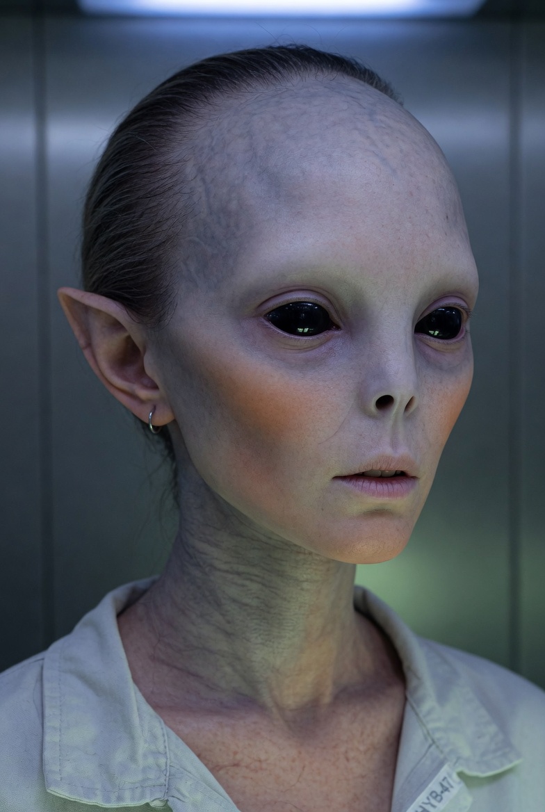 Illustrative human-grey hybrid depiction